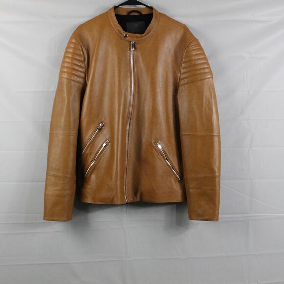 Cadogan Jacket Mens Large Jaxon Biker Brown Full Grain Napa Cafe Racer Moto - Picture 1 of 11